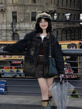 Cartoon Embroidery Jean Jackets Women Zipper Y2k Aesthetic Loose Casual Tassels Coats Harajuku Single Breasted Grunge