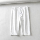 women cotton high waist elastic pure color slim Knee-Length bike shorts