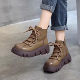 Up Elegant Woman Boots Flat Heel Round Toe Shoes Winter Footwear Boots-Women Ankle Genuine 2022 High Heel Rock Ladies