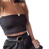 Zingj Burst Gigi Street Shot Thin Rubber Band Sling Small Vest Women's Short Flat Mouth-Outfit