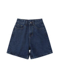 High Waist Wide Leg Denim Shorts Casual Female Solid Streetwear Knee-length Stright Jeans Bermuda Shorts 2022 New