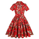 Robe De Cocktail Pinup Rockabilly Dress Midi Cotton Tunic Sundress Causal Vintage 60s 50s Big Swing Summer Party