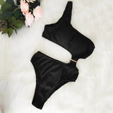 2025 New Solid-Color One-Shoulder Swimsuit Sexy Lady