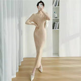 Temperament Half-High Collar Long Ankles Knitted Sweater Skirt Women's Autumn New Sweater