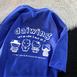 y2k aesthetic pink cute cartoon print round neck short-sleeved t-shirt women's 2022 casual loose niche chic y2k top