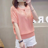 Zingj Out Net Shirt Female New Loose Head Large Size Jacket Thin Knit Air Conditioning Shirt Short Sleeve Summer Dress Student T-Shirt-Outfit