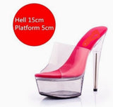 Zingj 34-43 Yards Sexy Super Heels 15CM Heel Platform Sandals Transparent Crystal Shoes Wedding