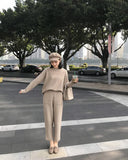 2025 Autumn And Winter New Set Of Sweater Thin Knit Trousers Casual Suit Women's