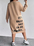 Large-Size Women's Autumn And Winter Fashionable Letter Printed Long-Sleeved Loose Casual Straight Sweater