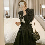 Sister Fan's New Two-Piece Korean Version Of The Famous Woman Temperament Hairy Short Coat + Waist Swing Skirt Hepburn