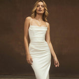 Women's Wear Winter Sexy Temperament Waist Show Slim Long Skirt Knitted Square Collar Sling