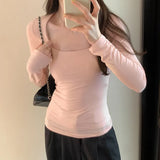 Collar Spice Girl Shoulder Long-Sleeved T-Shirt A New Autumn Style Slim And Thin Bottomed Shirt With A Pure Desire