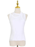 Zingj New Commuter Trend Irregular Fake Two Sling Vest Women's Round Collar With A Top T