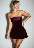 Flower Bow Strapless Mini Dress Women Slim Sleeveless Cut Out Zipper Pockets Robe 2024 Lady Sexy Party Club A-line