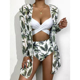 Sexy Bikinis And Cover Set Women Swimsuit Printed Swimwear High Waist Summer Bathing Suit Beachwear Biquini