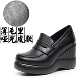 And Soft-Soled Thick-Soled Lod Shoes Women's Slope With English Wind One-Legged Leather Shoes Mother Small Leather Shoes Deep Mouth Single