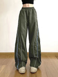 Vintage Striped Piping Baggy Sweatpants- Outfit