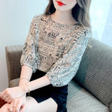 Shot In The Sleeve Print Shirt Female 2025 Summer New Round Collar Loose Senior Sense All-Match Temperament Jacket