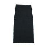Black Long Skirts For Women Fashion 2023 Button Mid-Waist Midi Skirt With Slit Textured Summer Elegant Women's Skirts