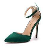 Cm Black Satin Noodles In The Air Pointed High-Heeled Sandals Fine High Heel Women Sandals Large Size