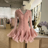 Vietnamese Niche Flowers Between Fairy Buckle Buckle Dress Sweet Salt Chic Design Solid Color