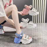 Bottom Old Dad Sandals Female Summer 2025 New Fairy Feng Shui Drill High Heel Casual Sports Roman Shoes Ins