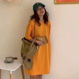 Casual Loose Solid T Shirt O Neck Mini Dress Batwing Short Sleeve Basic Dresses