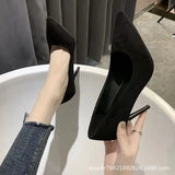 Heel Velvet Black Working Shoes Fine 42 Mouth Work Spring And Autumn 2025 Shallow Professional Code Pointy New High Heels