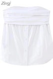 White Off Shoulder Tops For Women Stretch Corset Top Female Backless Sexy Tops Woman Fashion Sleeveless Bustier Top