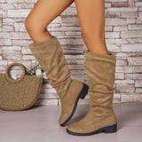 Autumn New Large Autumn Winter Folded Flat Bottom Western Cowboy Boots Long Boots Coarse And Thin