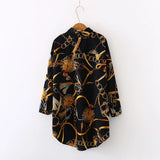 chained casual oversize Women Blouses Spring chiffon Blouse 3/4 sleeve Loose Casual Tops Shirts Blusas