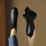 New Soft Skin And Ankle Boots Flat And Bare Boots Round Heel Chelsea