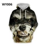 Autumn Mens Hoodies with Cap 3D Digital Dog Pet Print Long Full Sleeves Casual Hip Hop Counple Women Clothes Front