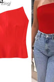 Red Corset Top Woman Off Shoulder Tops For Women Bustier Asymmetric Crop Top Woman Party Night Backless Lingerie Sexy