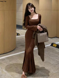 Bodycon Evening Party Club Mermaid Dress Women Elegant Slim Runway Corset Robe Spring Autumn New Fashion Streetwear