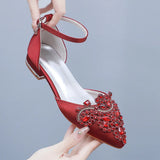 And Summer 2 Cm Flat Hedley Casual Sharp In The Hollow Sandals Square With Shallow Mouth Water Drill Buckle Bridal Shoes Wedding