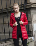 Autumn Winter Women Ultra Light Duck Down Coat Hooded Jackets Slim Medium Long Plus Size Parkas Thickness