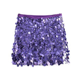 Winter New Sexy A-Line Skirt High Purse Hip Sequin Mini Skirt Female