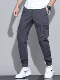 New Side Pocket Men's Trousers Big Overalls Autumn Casual Pants Men's Overalls Elastic Band Overalls