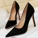 Shoes Rivet Woman Pumps 2021 New High Heels Stiletto Pu Leather Women Heels Sexy Party Shoes Female Heel Plus Size