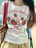 Aesthetic Summer New Cartoon Strawberry T-shirts Harajuku Short Sleeve Loose OCasual Tops Women O Neck All Match Casual