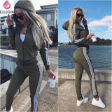 Women's Sports and Leisure Suit Sportswear Zipper Jogging Sportswear Women's Hoodie+pants Sweatshirt 2 Piece Set