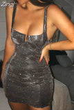 Fashion Sequined Dress Women Sleeveless Strappy Sexy Dress Sexy Bodycon Bandage Dress Wrap Hip Bodycon Dresses