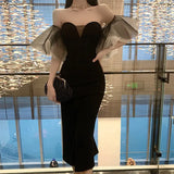 French Style Women Elegant Party Prom Black Dress Female Fashion Sexy Spaghetti Strap Chic Clothes