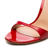 Red Lacquered Leather Super High Heel Sandals Large Size Fashion Women's Shoes