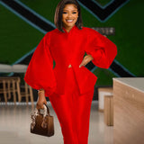 Commute Blouse And Pants Casual Long Sleeve Top Trousers Suit Two-piece
