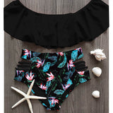 High Waist Bikinis 2021 New Print Swimwear Women Swimsuit Shoulder Ruffle Bathing Suits Beach Wear Push Up Biquini