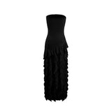 Tube Ruffles Fringe Midi Dress-Outfit