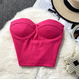 Zingj Color Strapless Vest Female Wearing Sexy Hot Girl Short Crop Slim Thin With Chest