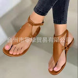 Zingj New Large Size Sandals Female Flat Toe Human Type Flat Sandals Perennial Supply- Outfit